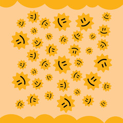 Sun vector illustration. Sun with different color. Children's flat illustration. Sunshine clip art graphics Digital Illustrations.