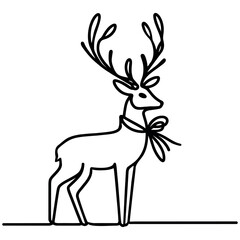 Deer continuous line drawing. Vector illustration