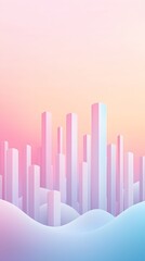 Abstract Cityscape with Pastel Pink and Blue Gradient