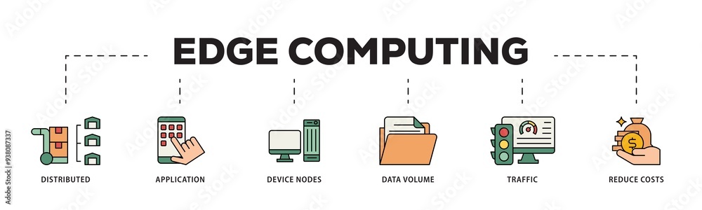 Aufkleber edge computing icon infographic illustration concept with icon of distributed computing, application