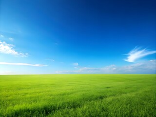 Fototapeta premium Clear blue sky with fluffy white clouds, a serene and peaceful natural field background