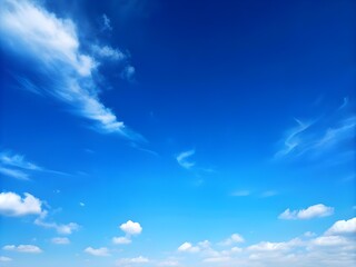 Obraz premium Clear blue sky with fluffy white clouds, a serene and peaceful natural background