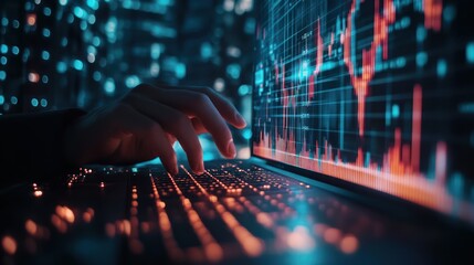 Businessman analyzing forex trading graph financial data. Stock Market Investments