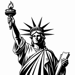 Statue of Liberty sketch hand drawn with black lines, isolated on white background Free Vector © amzad hosen