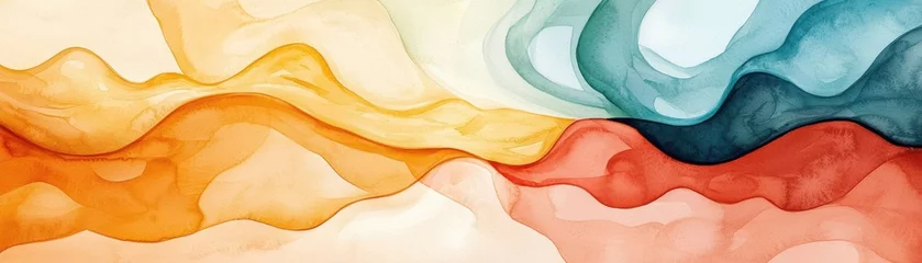 Fototapeten Abstract fluid painting featuring vibrant colors flowing harmoniously, perfect for artistic projects and design inspirations. © Chanoknan