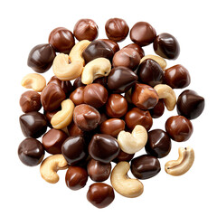Delicious Chocolate Covered Nuts on Transparent Background for Sweet Treats and Snack Concepts
