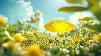 Life insurance umbrella, protecting business assets, coverage, 3D illustration