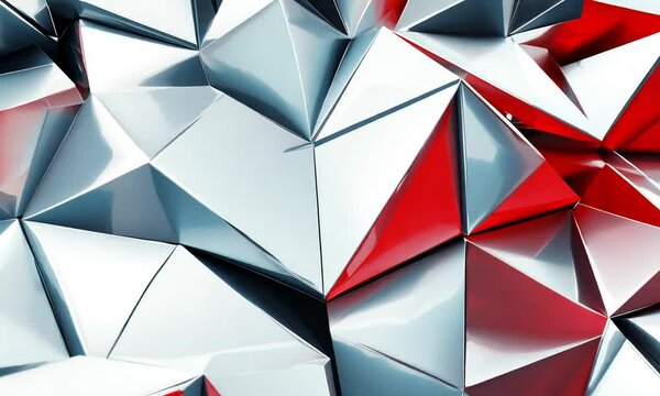 Abstract Geometric Silver and Red Pattern