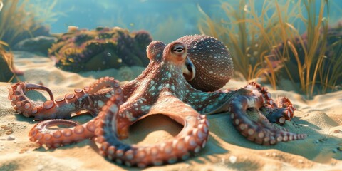 Fototapeta premium Octopus Underwater Portrait