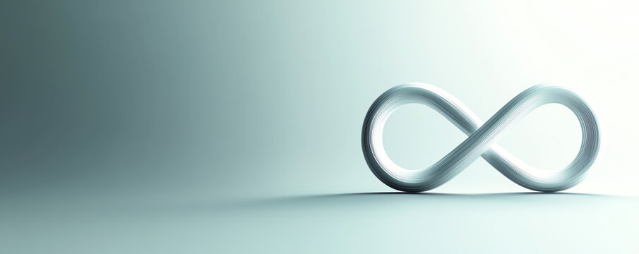 A minimalist representation of infinity, symbolizing continuity, eternity, and limitless potential in a serene environment.