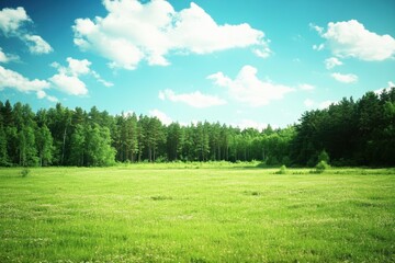 Tranquil clearing bright blue sky