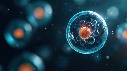 Microscopic view of a human egg cell highlighting the zona pellucida and surrounding cells