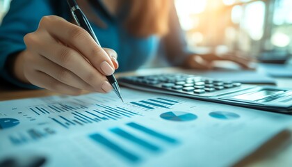 Financial planning and budgeting concept, analyzing company income, expenses, and annual strategic plan, business and finance