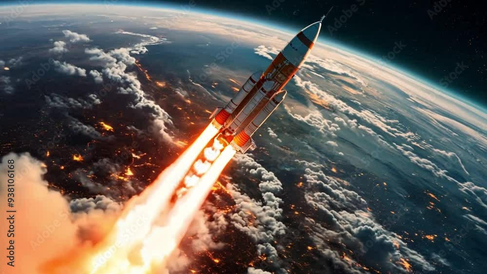 Canvas Prints space ship rocket taking off. spaceship is about to launch. space rocket flying into sky.