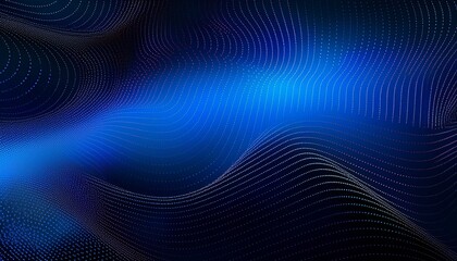 A moving digital 3d wave. Futuristic dark background with dynamic blue particles. The concept of big data. Cyberspace. 