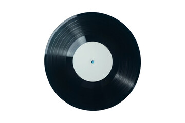 A Close-Up of a Vintage Vinyl Record Against a Light Blue Background