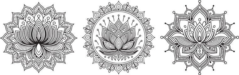 Lotus mandala design silhouette vector art illustration