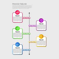 Basic infographic template with 5 steps, process or options, process chart, Used for process diagram, presentations, workflow layout, flow chart, infograph. Vector eps10 illustration.