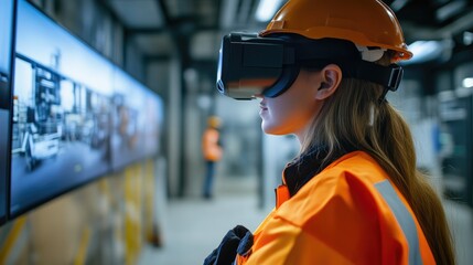High-Tech VR Safety Training, Engineers Engaged in Realistic Construction Scenarios