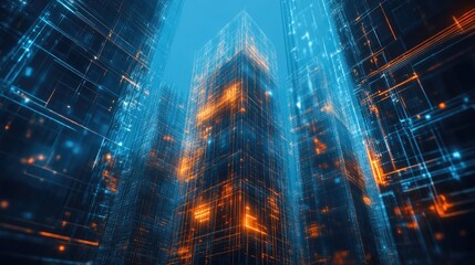 Futuristic Engineers Collaborating with AI for Advanced Building Design