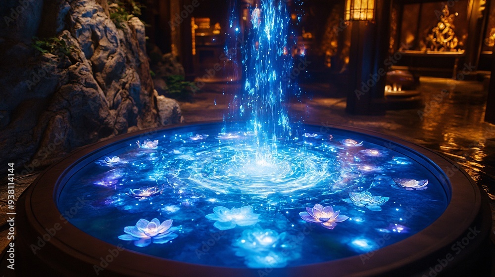 Aufkleber A room setup where a designer is using a 3D holographic projection to simulate different decorative elements and furniture combinations providing a comprehensive preview of potential designs Stock
