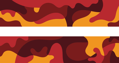 Abstract camouflage-inspired background with warm red, brown, and yellow tones, featuring a transparent central strip for text or images. Ideal for banners, ads, and social media designs