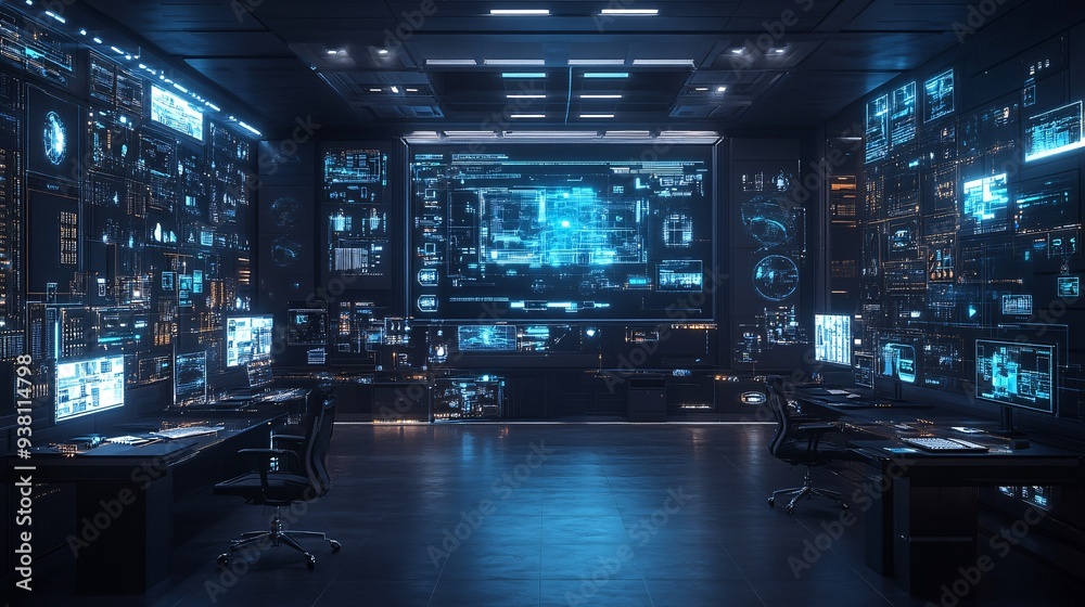 Aufkleber a bustling open-concept office where architects and engineers interact with 3d holograms at their de