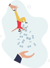 Tax hike, government increase tax or steal money from people, debt or loan interest to pay off, unethical people overcharge bills.flat design with people.