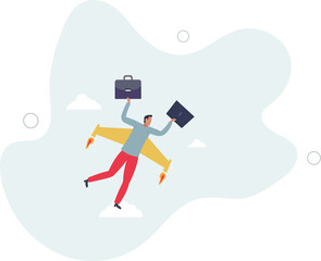 entrepreneur launch new startup project concept.flat design with people.