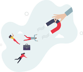 HR, Human resource recruiting candidates or talents, marketing to attract or draw new customers or leadership and charm concept.flat design with people.