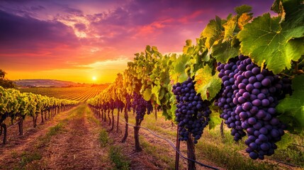 Naklejka premium Vineyard Sunset