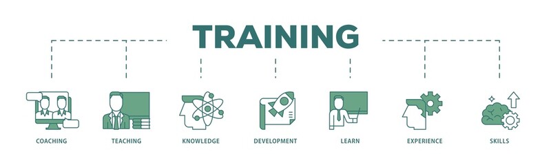 Training and development icon infographic illustration concept with icon of trainer, professional development, supervisory, trainee, instructor, coaching  icon png and easy to edit 