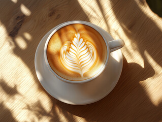 Coffee latte art beautiful photo, calm, relax, soft colours