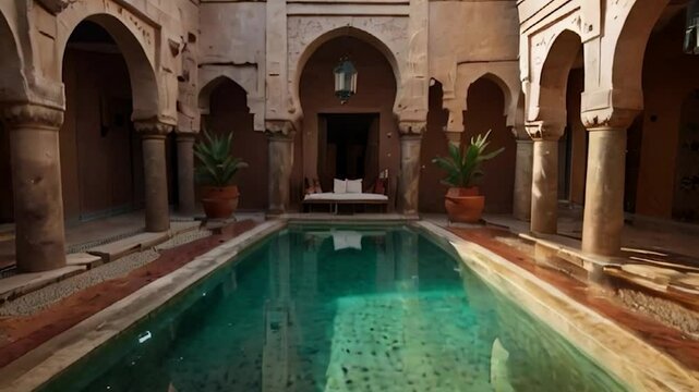 Moroccan Courtyard with Swimming Pool and Arches