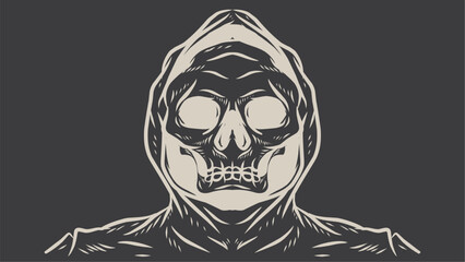 Devil skull black and white vector illustration