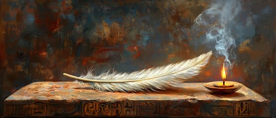 Feather of Ma'at Temple Offering Ancient Egyptian Religion Spiritual Symbol