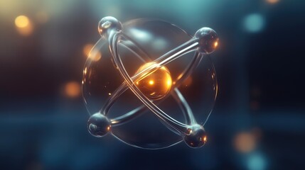 Sleek 3D Atom Illustration with Transparency