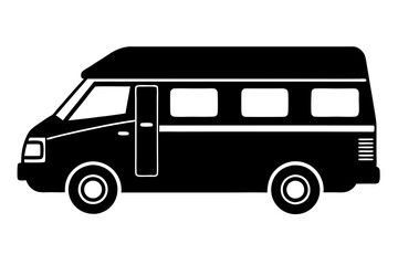 Camper Van Silhouette, Modern Travel and Adventure Vector Illustration