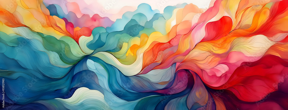 Aufkleber vibrant abstract waves of colorful patterns fill the canvas, creating a dynamic visual experience of