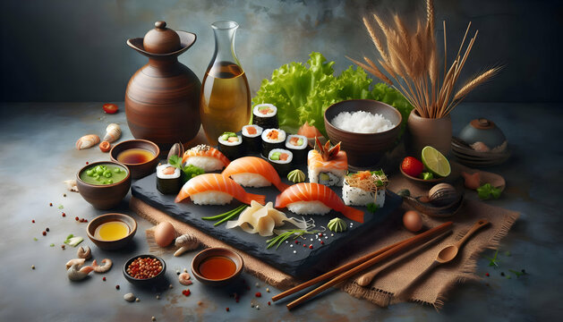 Japanese food shushi or sashimi 