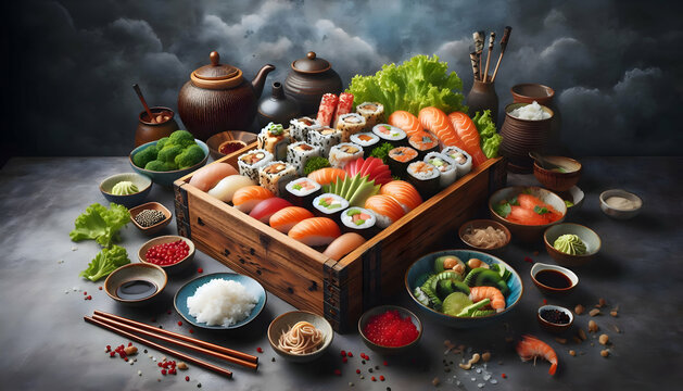 Japanese food shushi or sashimi 