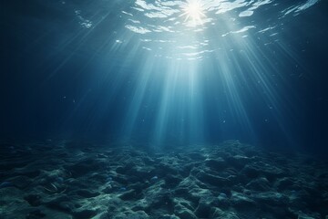 Fototapeta premium Sunbeams Through the Deep Blue: Underwater Scenery