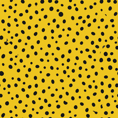 Seamless ocelot skin pattern vector design featuring bold black and brown rosette spots on a golden-tan background, ideal for fashion, textiles, and animal print themes