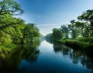 Fototapeta premium A river with trees on both sides