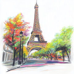 Dessin de la Tour Eiffel - Paris