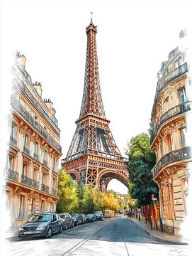 Dessin de la Tour Eiffel - Paris
