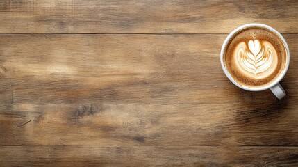 Top-Down View of Cappuccino with Beautiful Latte Art