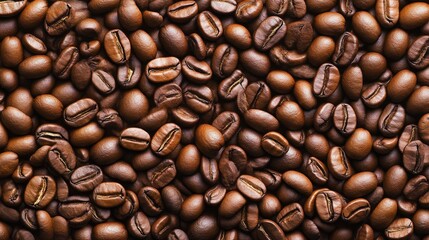 Obraz premium Top View Coffee Beans Texture Close-Up