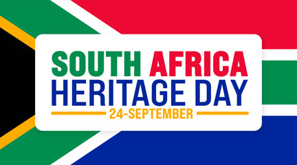 South Africa Heritage Day background or banner design template with South Africa flag. Holiday concept. Template for background, banner, card, poster, placard, design template with unique shapes.