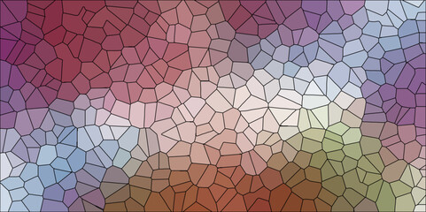 Abstract Seamless Multicolor Broken Stained-Glass Geometric Retro Tiles Pattern and Quartz Crystal Voronoi Diagram Background for Website, Fabric Printing, Brochures, Luxury/Premium Packaging	